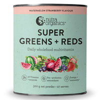 NUTRA ORGANICS Organic Super Greens + Reds (Wholefood Multivitamin) Watermelon Strawberry 300g