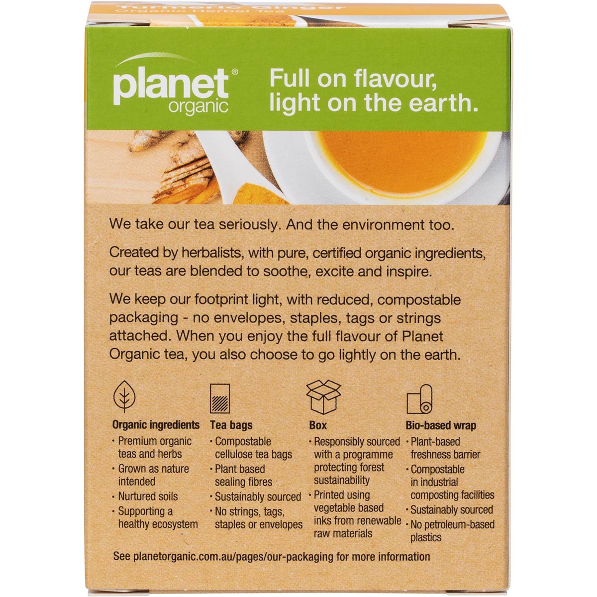 Planet Organic Turmeric Ginger Herbal Tea Bags