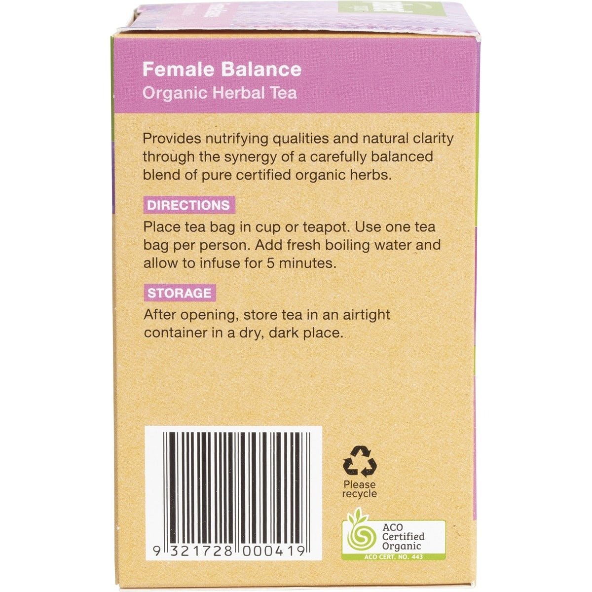 Planet Organic Female Balance Herbal Tea Bags