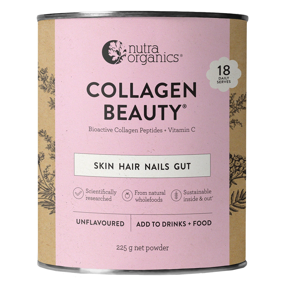 Nutra Organics Collagen Beauty Unflavoured 225g