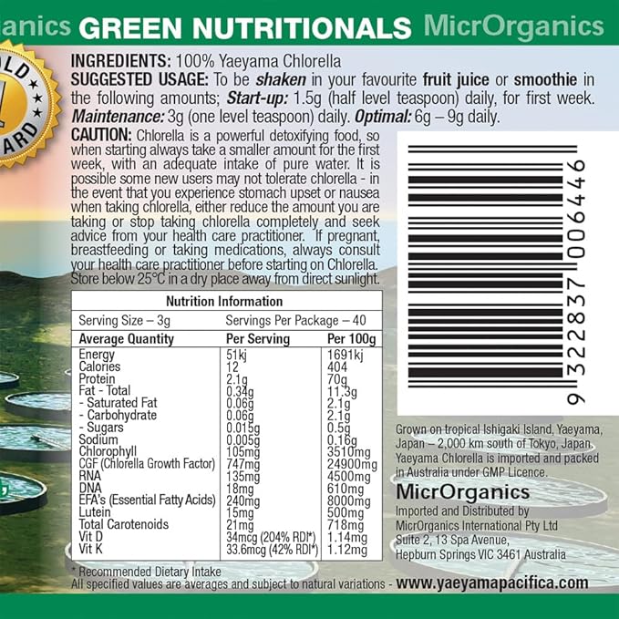 Green Nutritionals Yaeyama Pacifica Chlorella Powder 120g