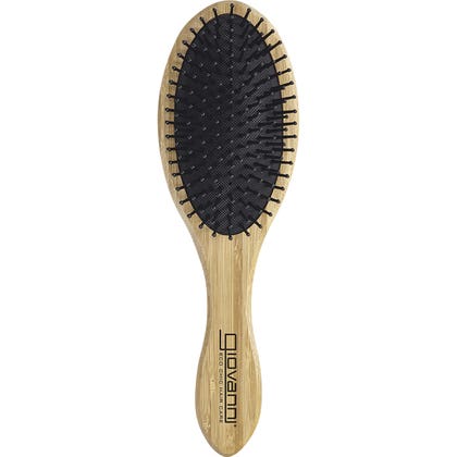 Bamboo Hair Brush Oval Nylon Ball Tipped Bristles