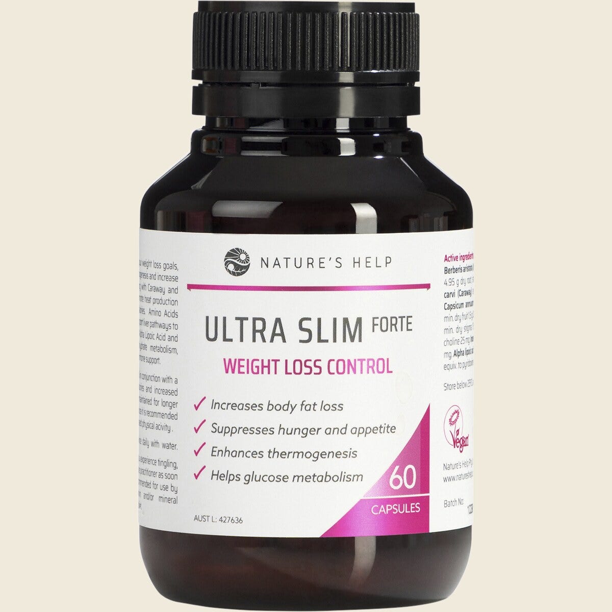 Nature's Help Ultra Slim Forte Weight Loss Control 60 Caps exp 11/26
