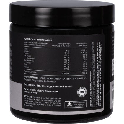 Alcar 100% Pure Acetyl L-Carnitine 60 Caps