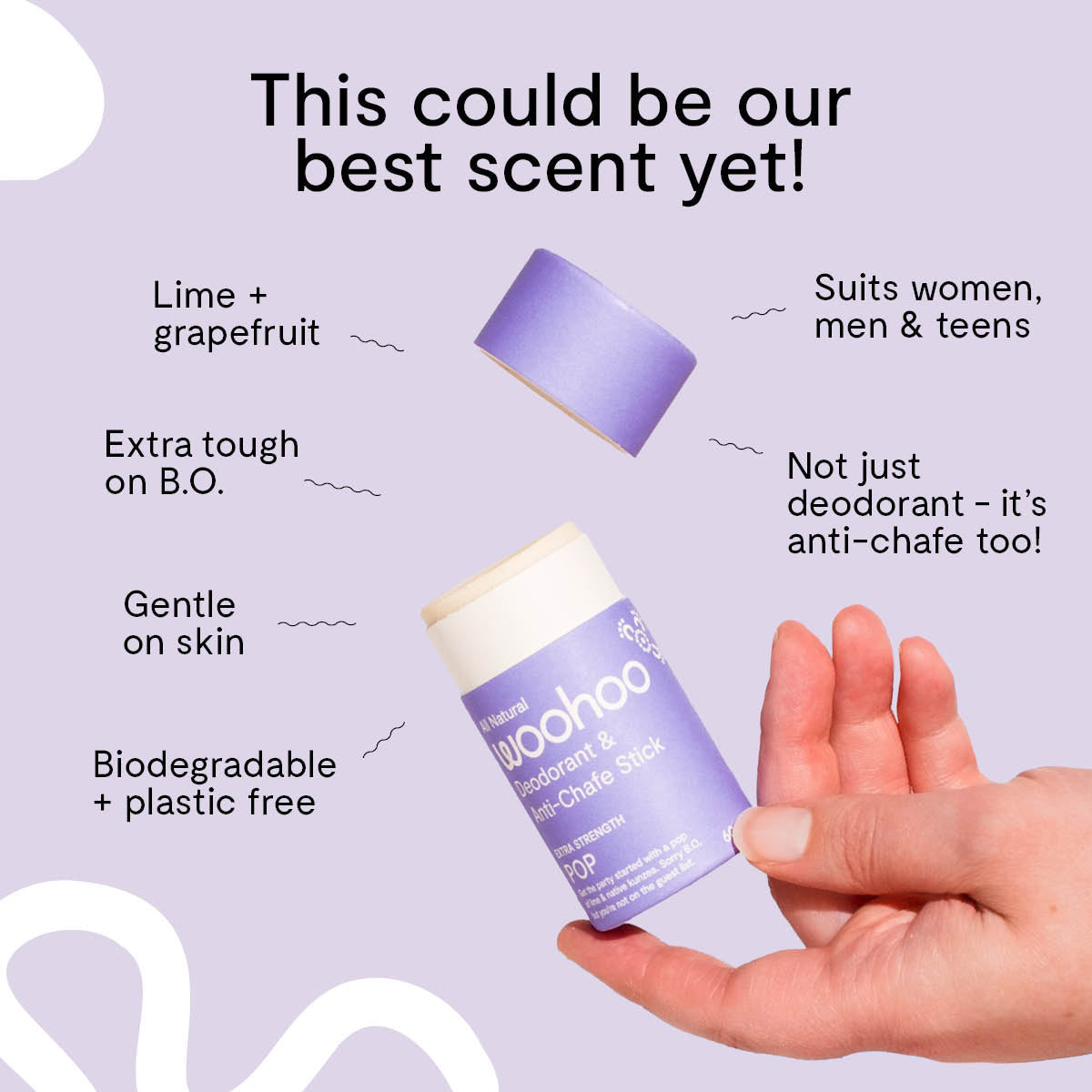 Woohoo Deodorant & Anti-Chafe Stick Pop Extra